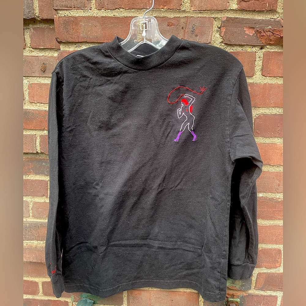 Carne Bollente Dominatrix Whip Embroidered Long-Sleeve Tee - Size S